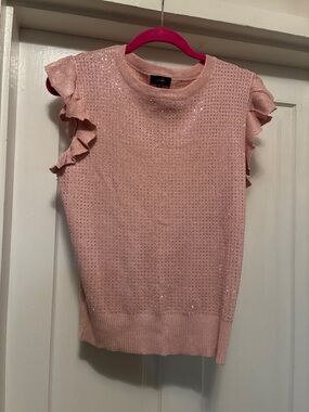 ✴️Ruffle Sleeve Sparkle Knit Tank - Pink